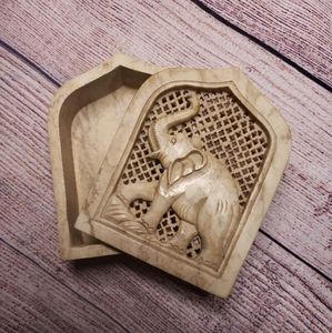 Elephant Trinket Stone Box